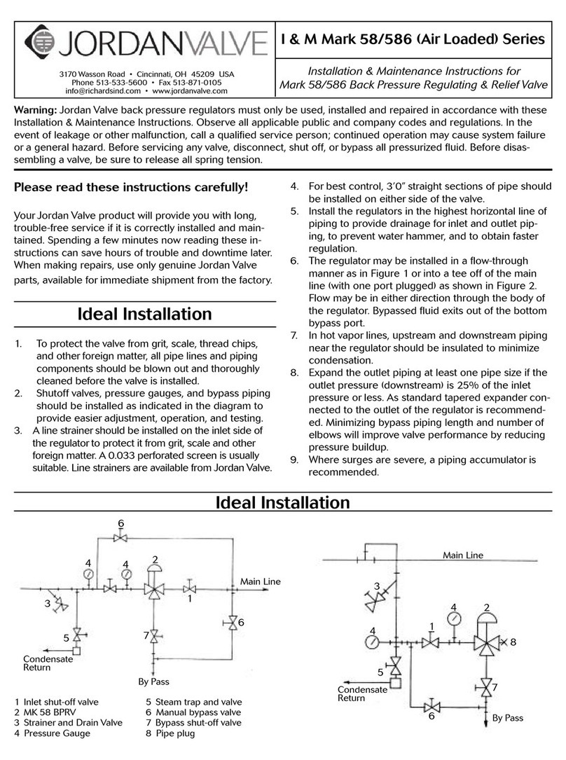 Jordan Valve I & M Mark 58/586 Series Installation and operating instructions