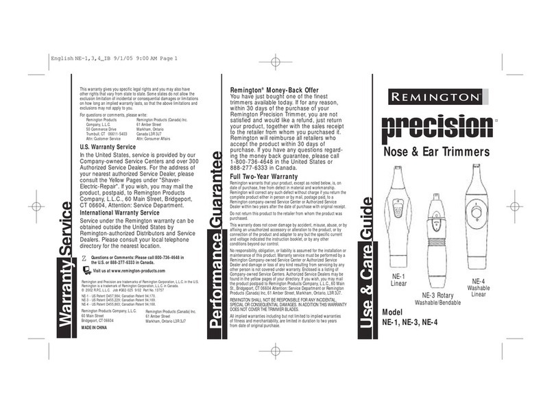 Remington Precision NE-1 Use & care guide