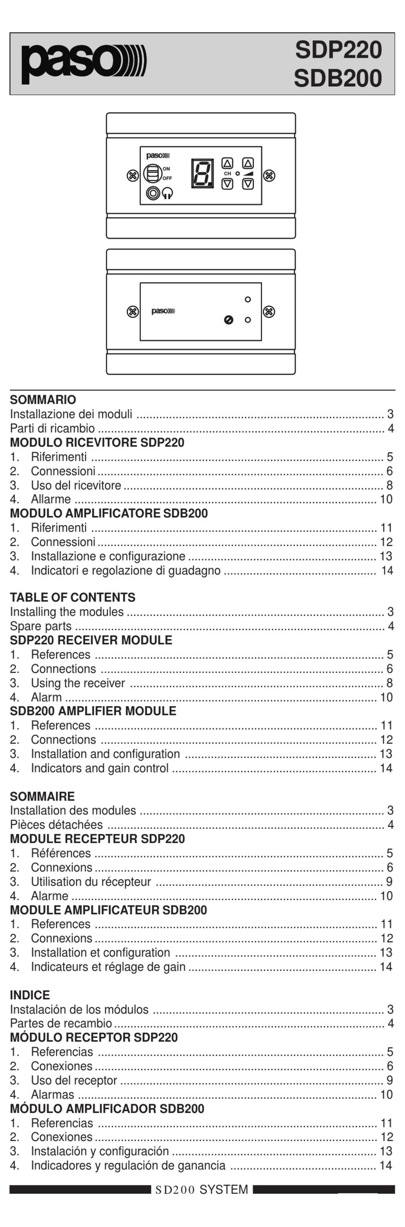 Paso SD200 SYSTEM User manual