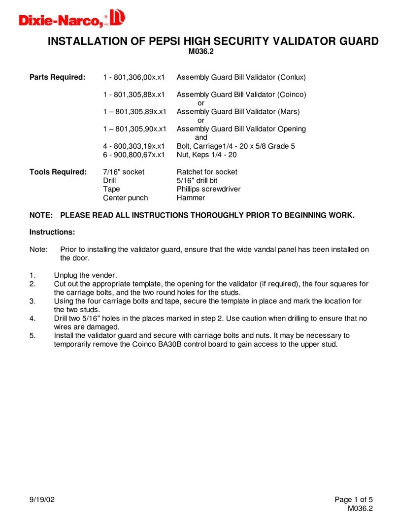 Dixie Narco M036.2 User manual