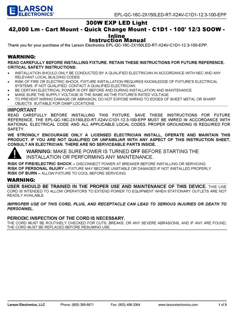 Larson Electronics EPL-QC-16C-2X150LED-RT-X24V-C1D1-12.3-100-EPP instruction manual