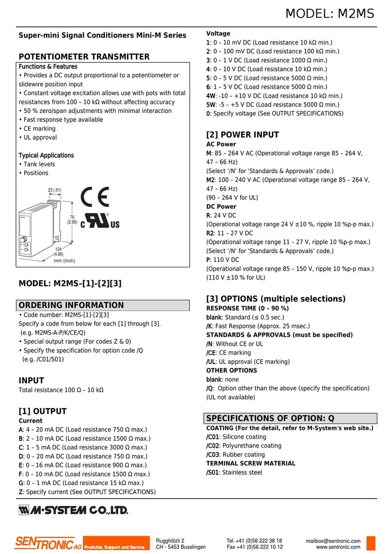 M-system Sentronic Mini-M M2MS Series quick start guide