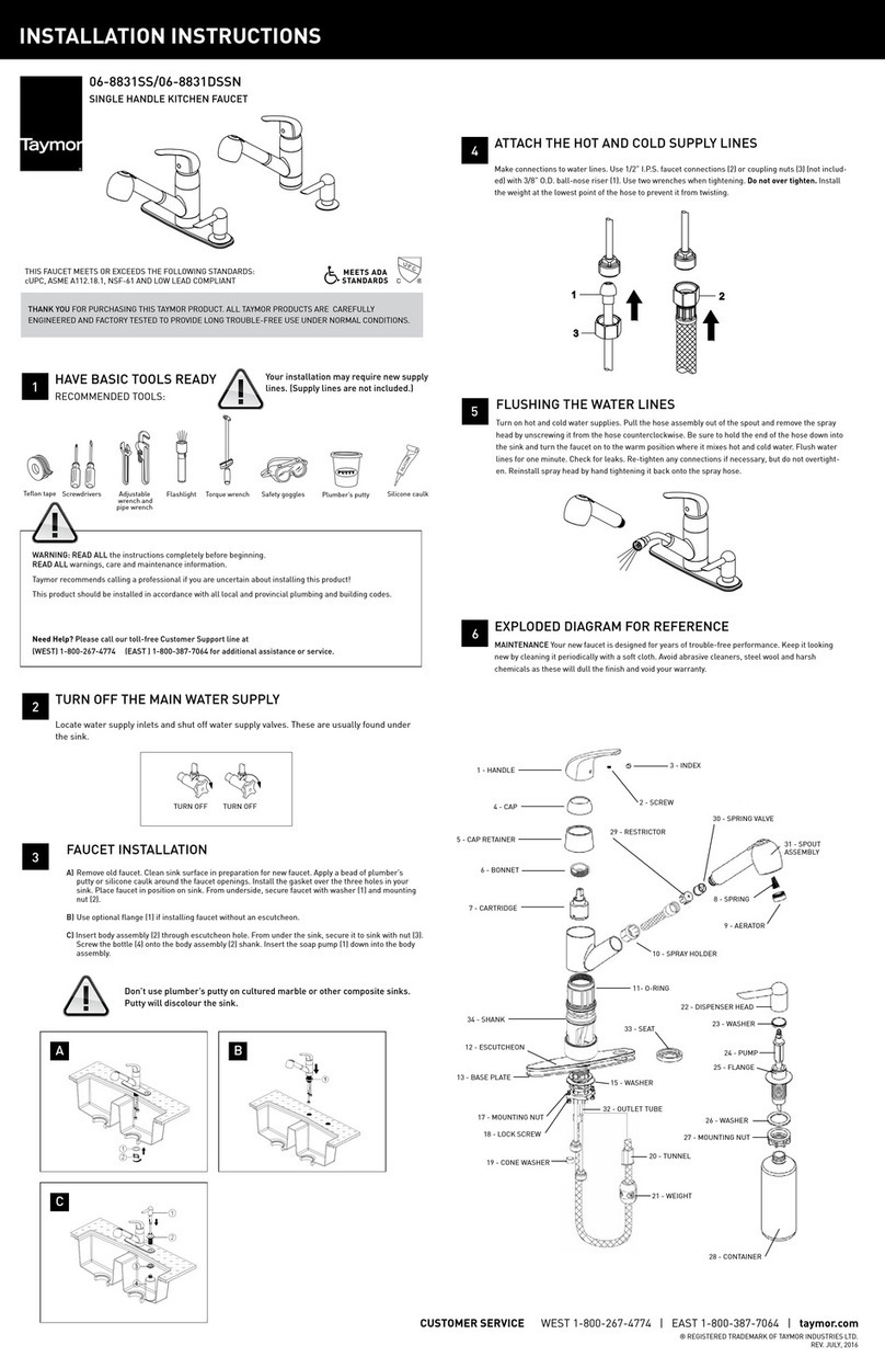 Taymor 06-8831SS installation instructions