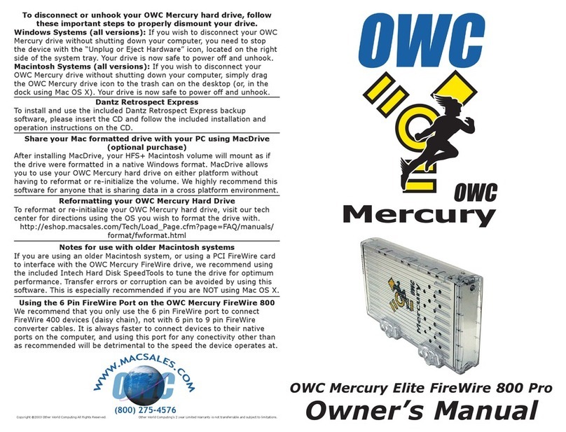 OWC Mercury Elite FireWire 800 Pro User manual