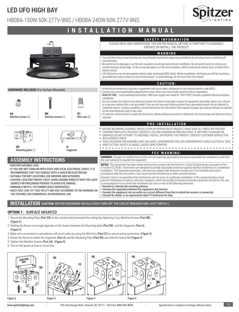 Spitzer HB08A-150W-50K-277V-9NS installation manual