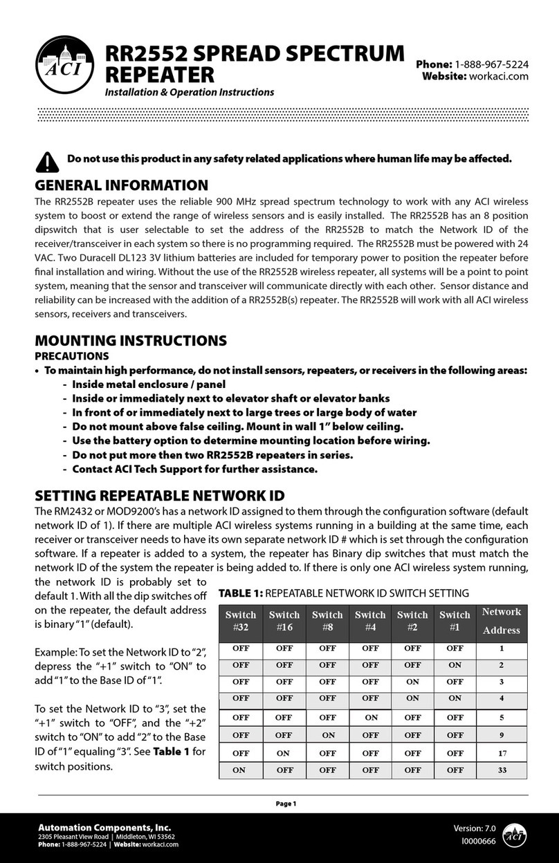 aci RR2552B Installation & operation instructions aci RR2552B Installation & operation instructions