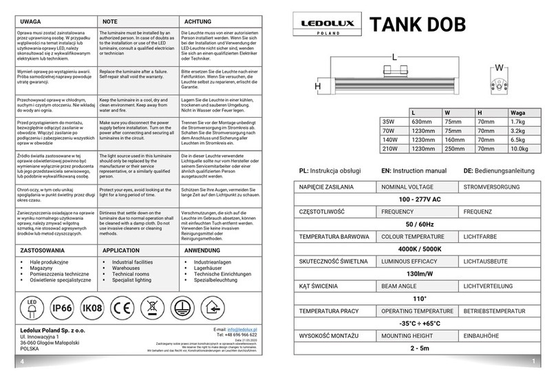 LEDOLUX TANK DOB 35W User manual