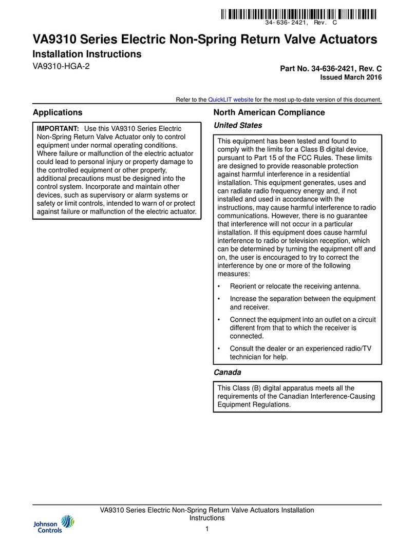 Johnson Controls VA9310 Series User manual