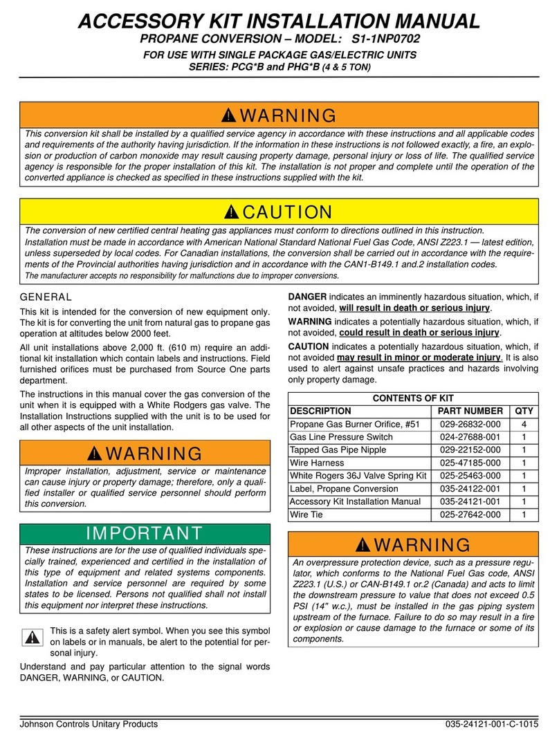 Johnson Controls Unitary Products S1-1NP0702 Accessory Kit Installation Manual