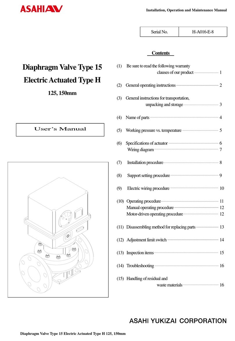 AsahiAV Diaphragm Valve Type 15 Installation, operation and maintenance manual