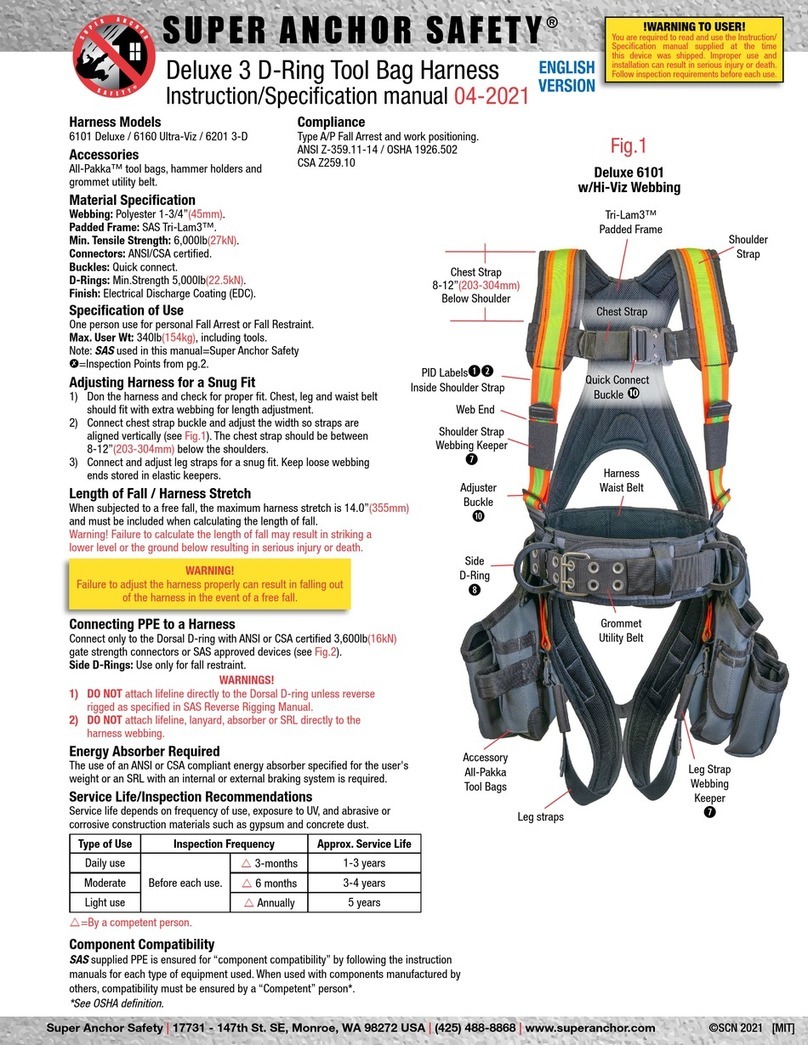 Super Anchor Safety Deluxe 3 D-Ring Instruction manual and specifications