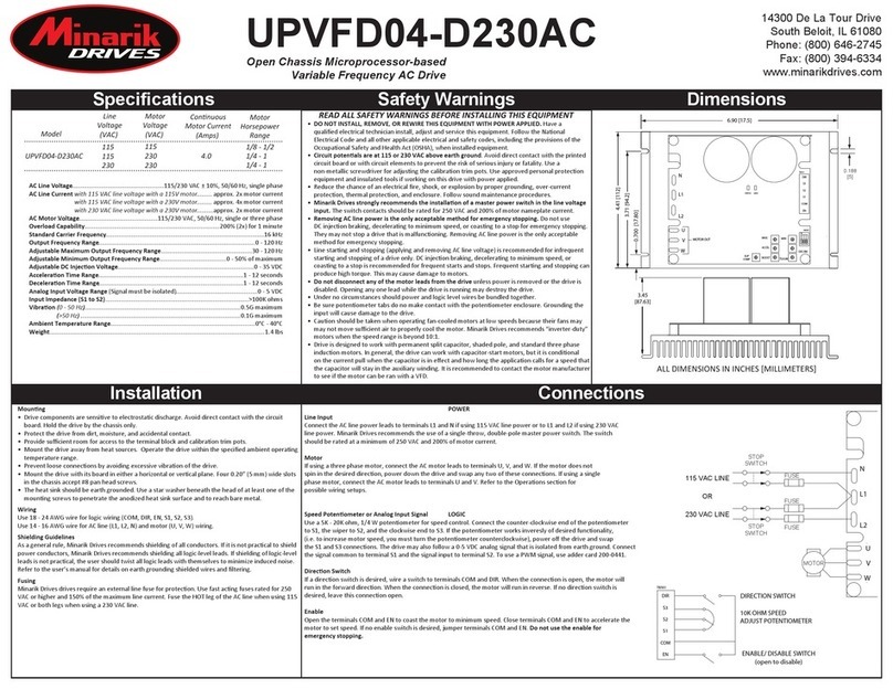 Minarik UPVFD04-D230AC instructions
