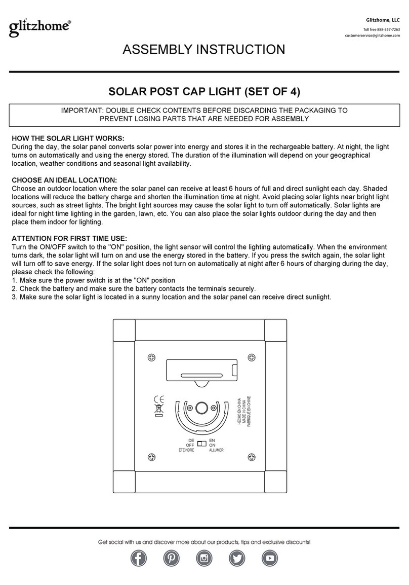 GLITZHOME SOLAR POST CAP LIGHT Assembly instruction
