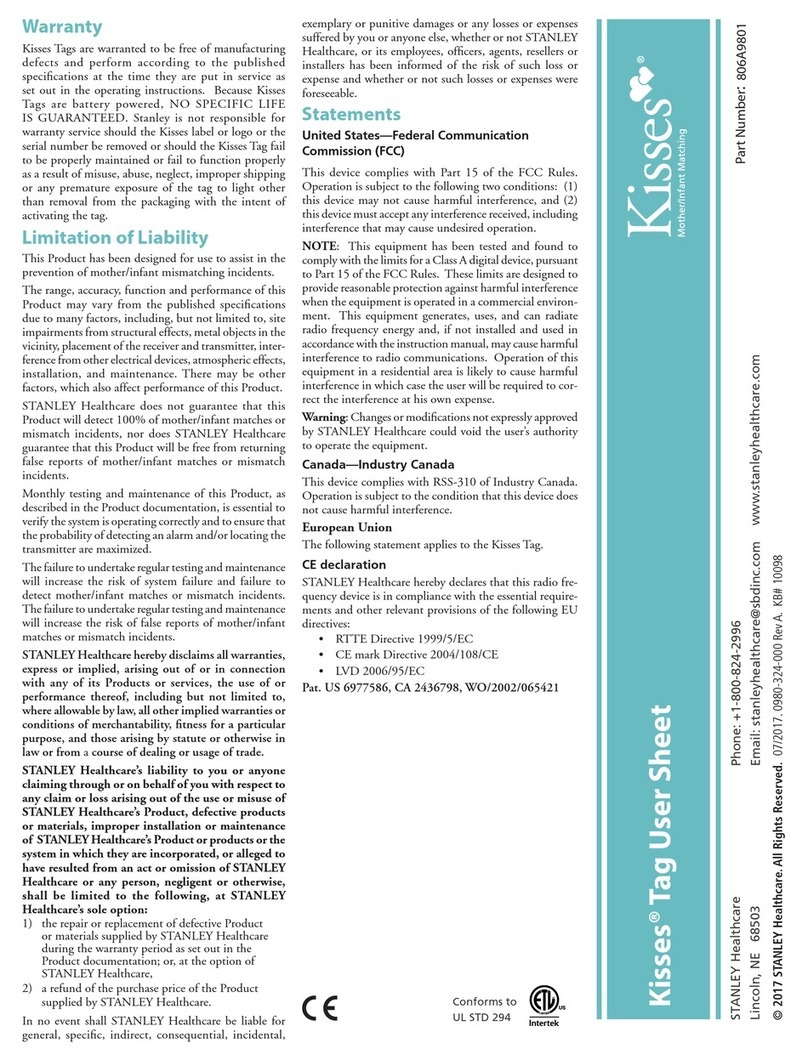 Stanley Healthcare Kisses Tag User Sheet