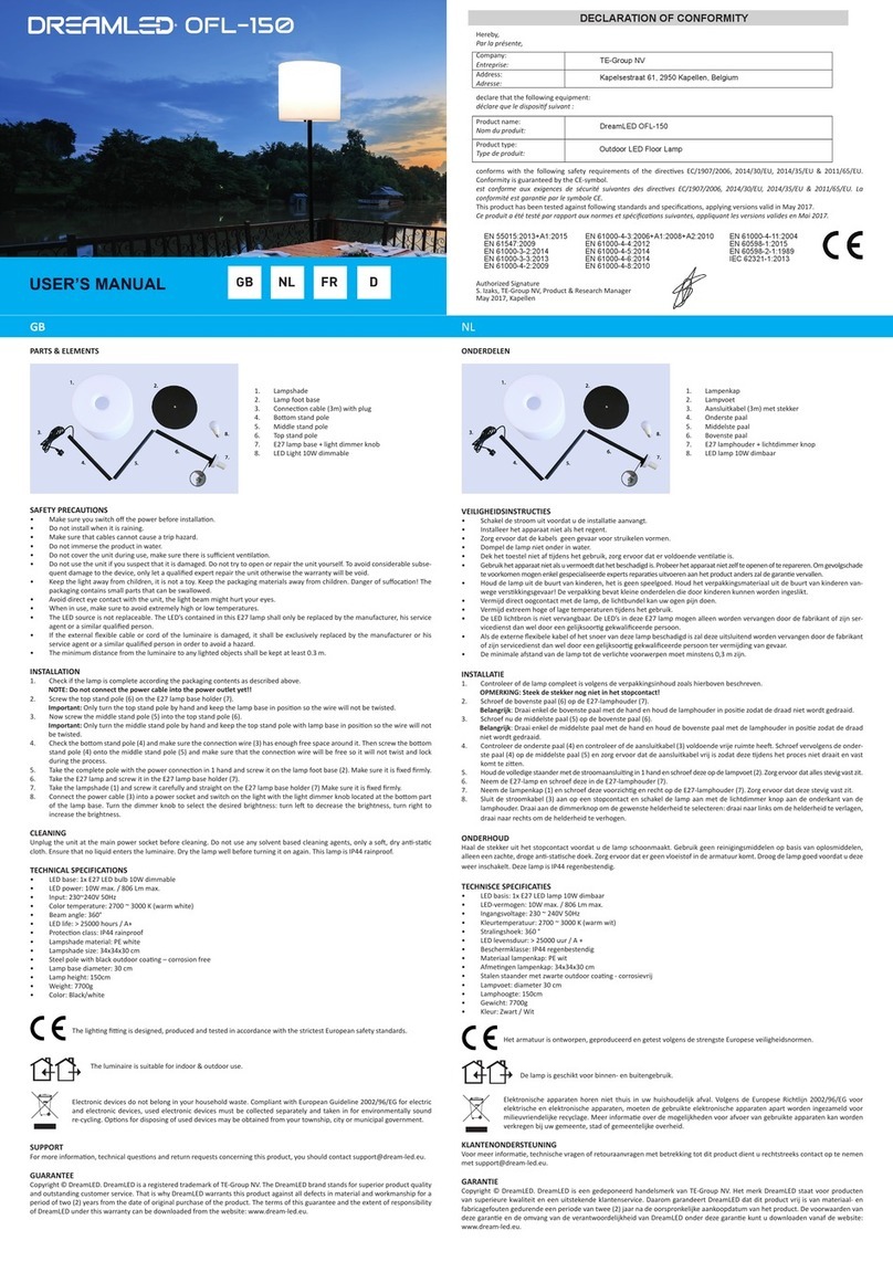 TE-Group DreamLED OFL-150 user manual