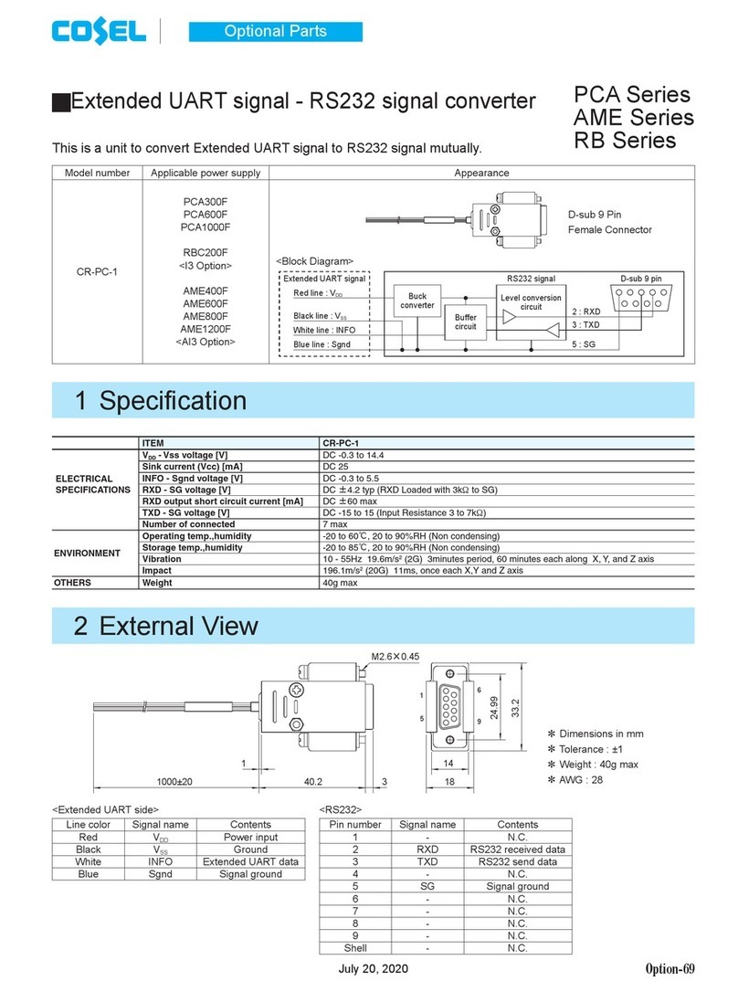 Cosel PCA Series Quick start quide