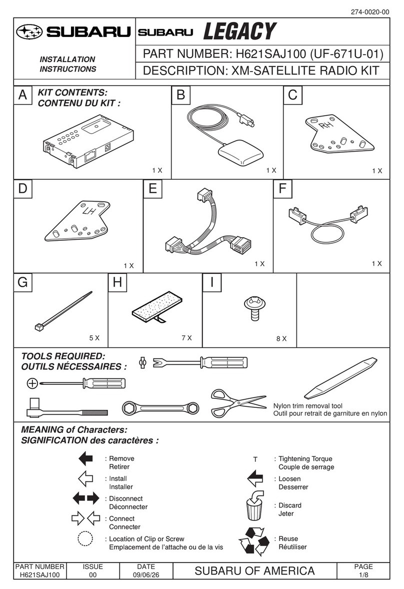 Subaru H621SAJ100 installation instructions