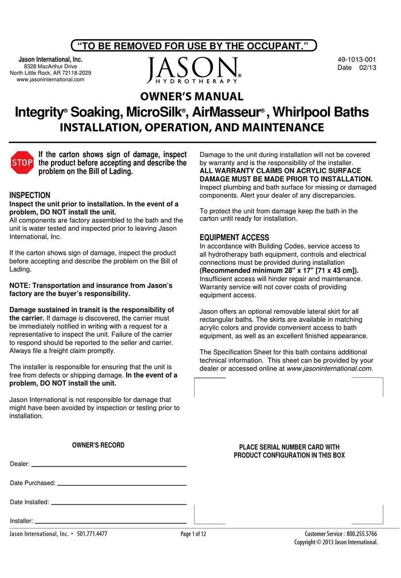 JASON Hydrotherapy Integrity User manual