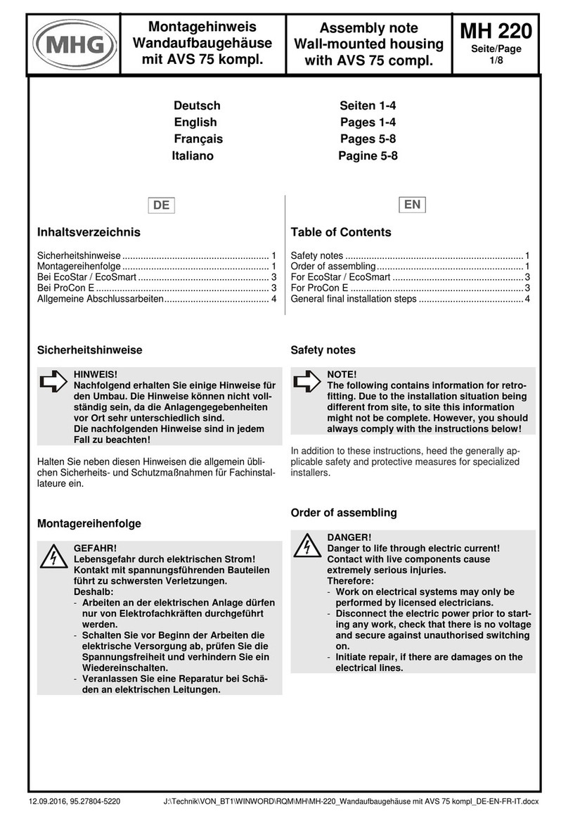 MHG Heating MH 220 Assembly note