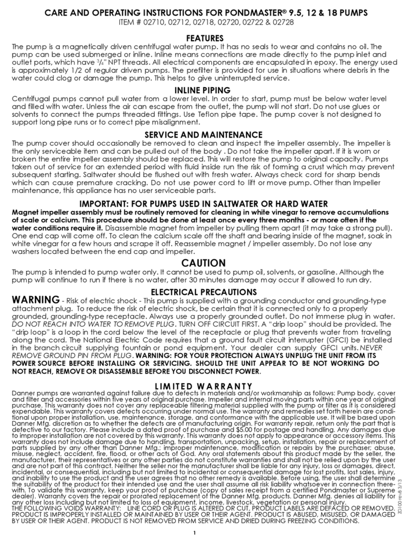 Danner Pondmaster 9.5 Care and operating instructions
