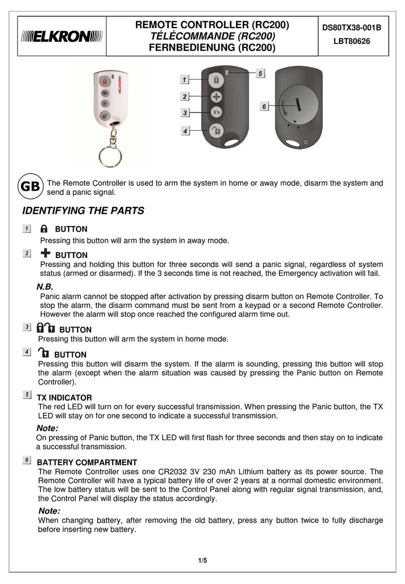 Elkron RC200 quick start guide