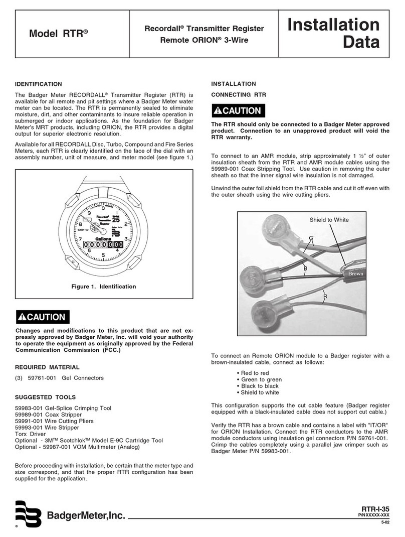 Badger Meter Recordall RTR Orion 3-Wire Installation and user guide