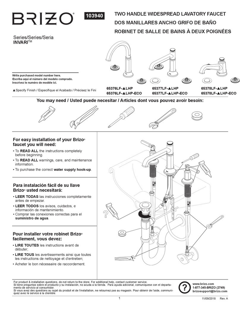 Brizo INVARI 65376LF LHP Series manual Brizo INVARI 65376LF LHP Series manual