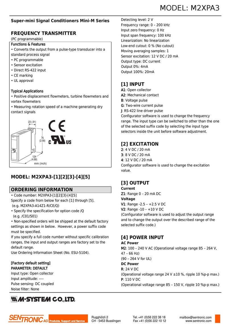 M-system Sentronic Mini-M M2XPA3 Series User manual