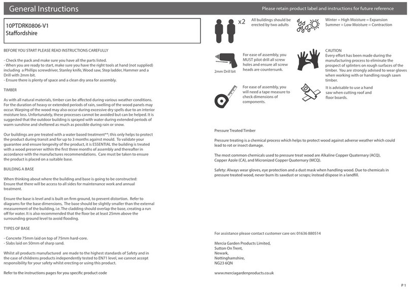 Mercia Garden Products Staffordshire 10PTDRK0806-V1 General instructions