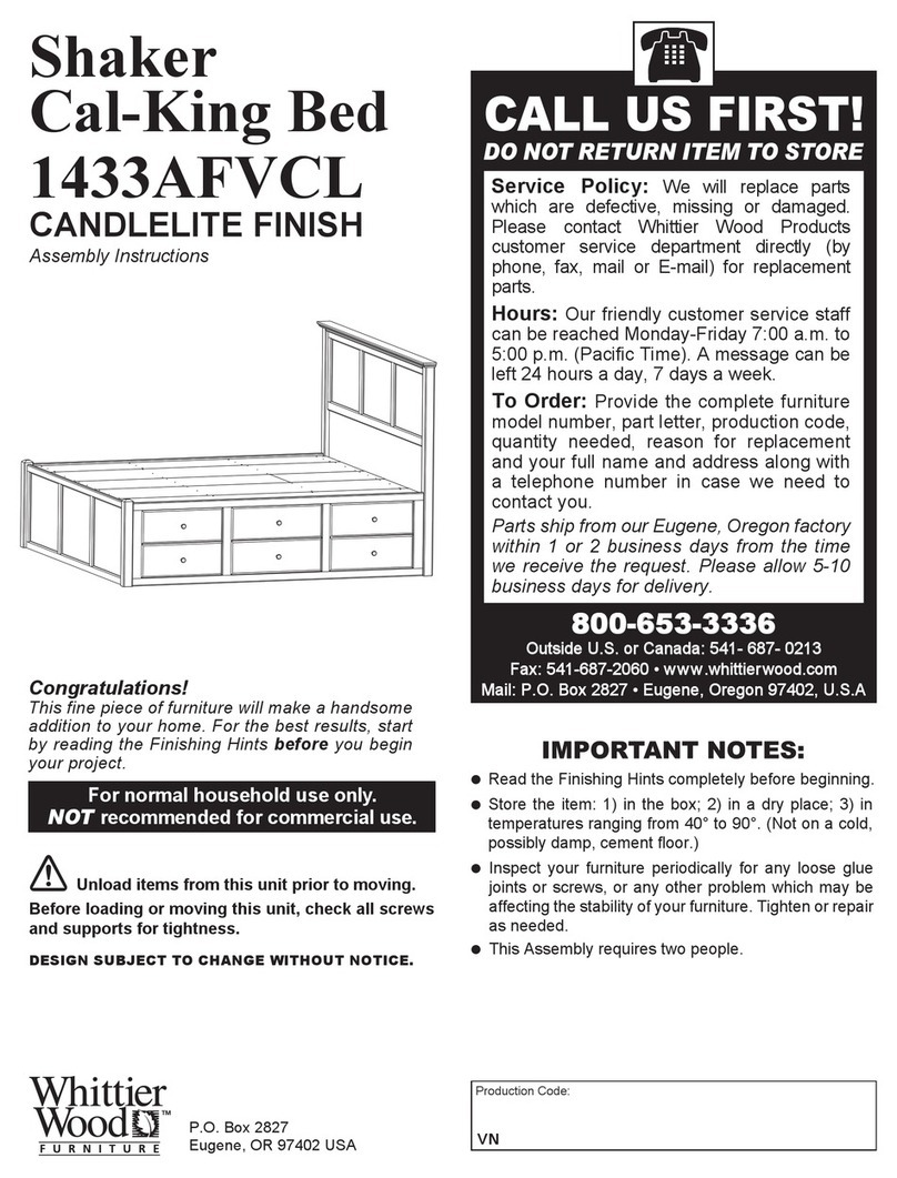 Whittier Wood Furniture Shaker Cal-King Bed 1433AFVCL Assembly instructions