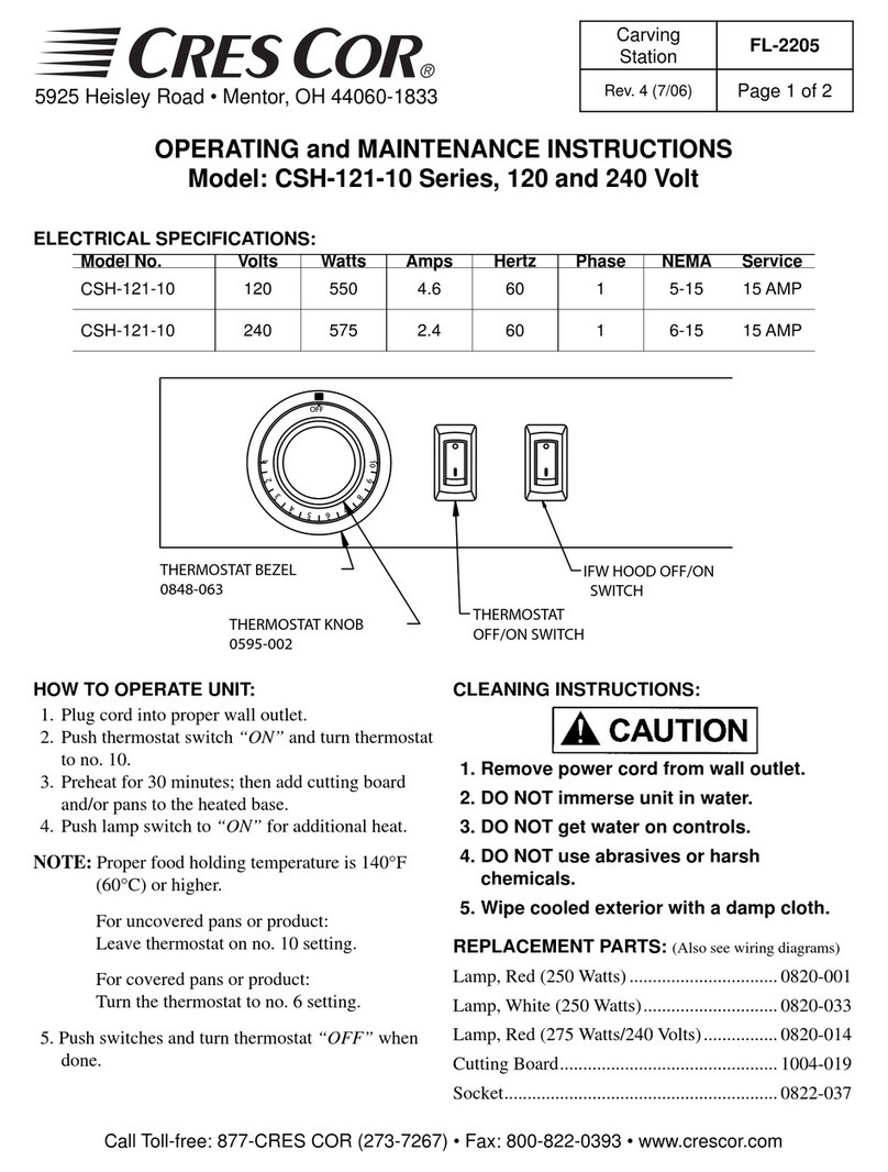 Cres Cor CSH-121-10 Series Operating and maintenance instructions
