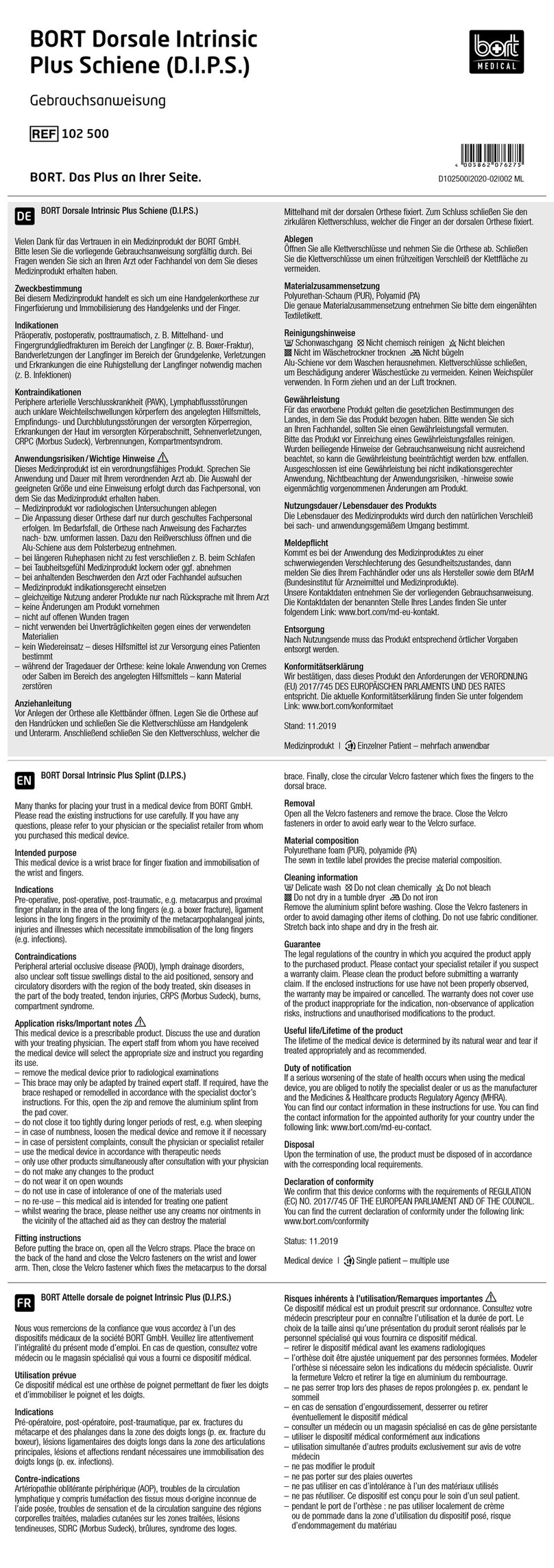 bort medical 102 500 quick guide