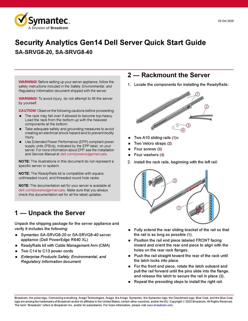Broadcom Symantec SA-SRVG8-20 quick start guide