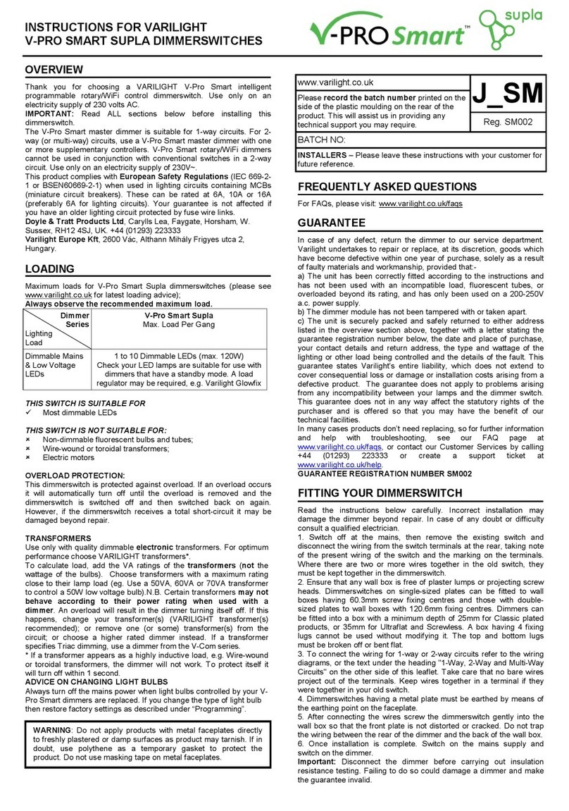 Varilight V-Pro Smart Supla instructions