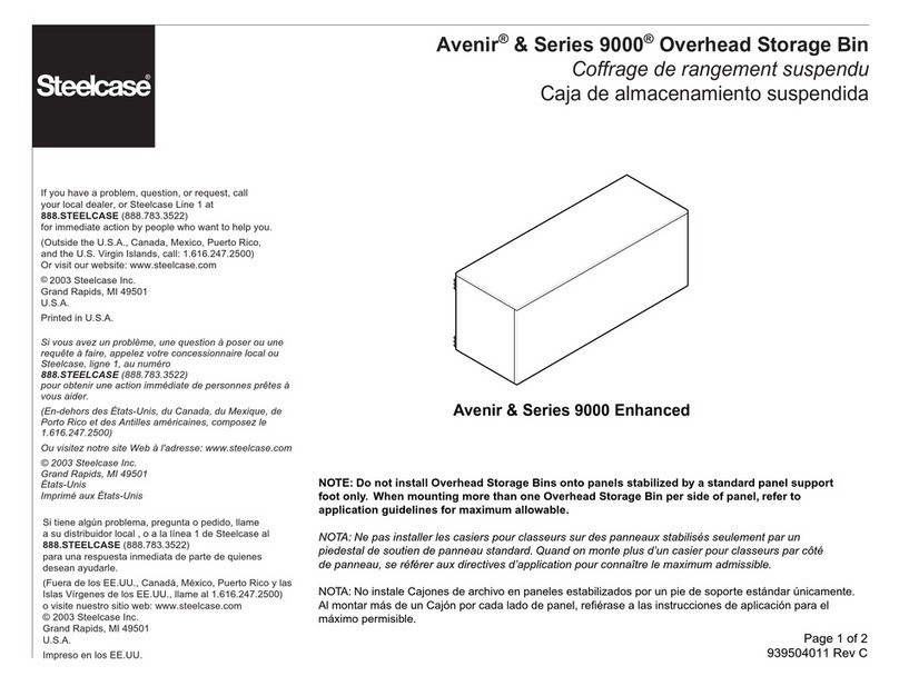 Steelcase 9000 Overhead Storage Bin Series User manual