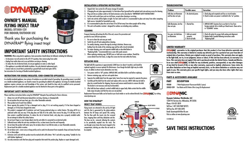 DynaTrap DT1000-12V owner's manual