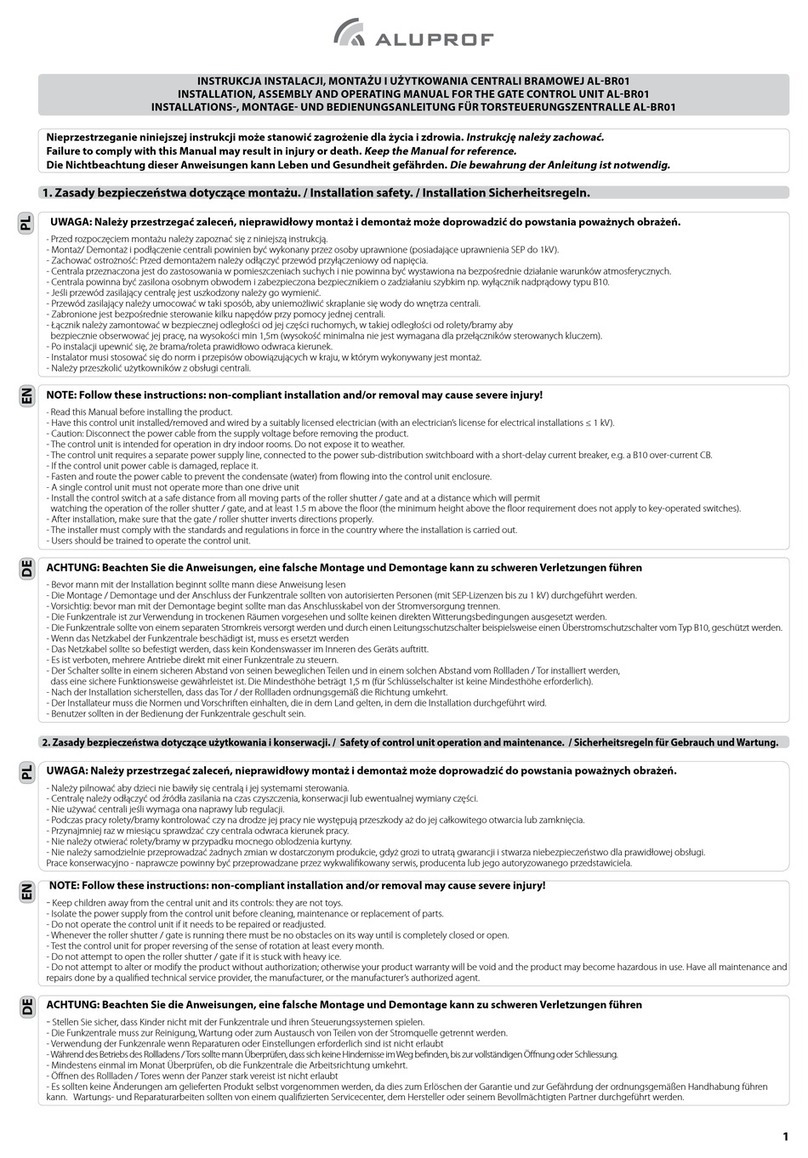Aluprof AL-BR01 Installation, Assembly and Operating Manual Aluprof AL-BR01 Installation, Assembly and Operating Manual