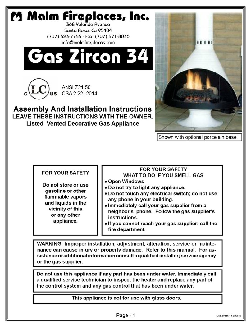 Malm Fireplaces ZIRCON 34 Assembly and installation instructions