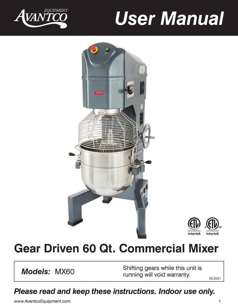 Avantco Equipment MX60 user manual Avantco Equipment MX60 user manual