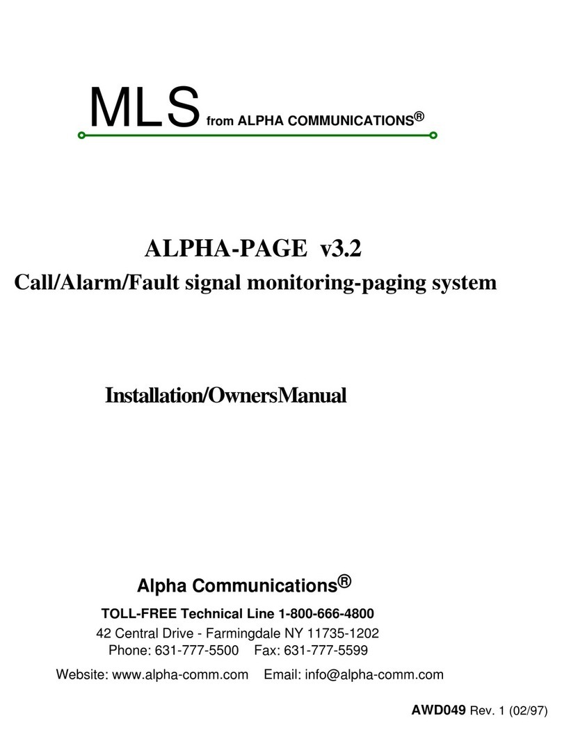 Alpha Communications MLS Installation & owner's manual