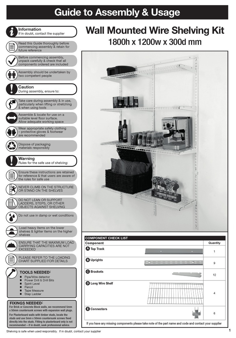 BiGDUG Wall Mounted Wire Shelving Kit Parts list manual