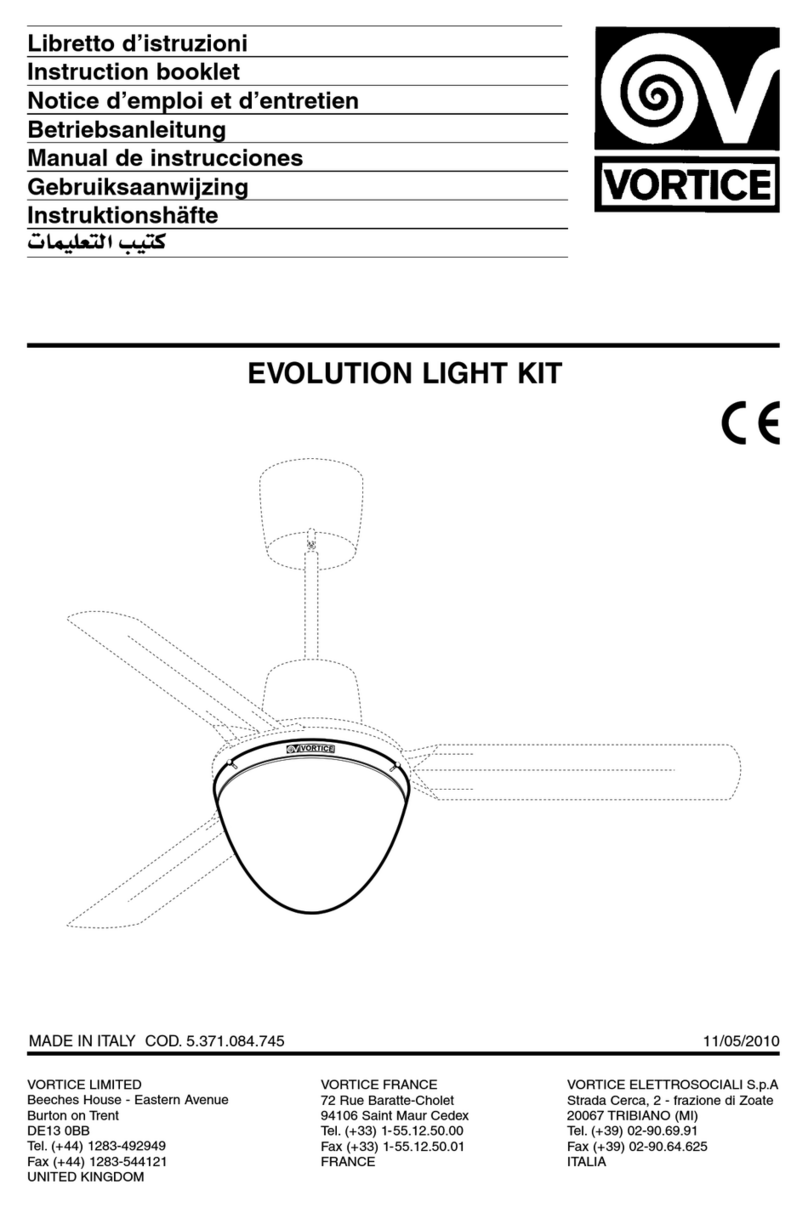 Vortice EVOLUTION LIGHT KIT User manual