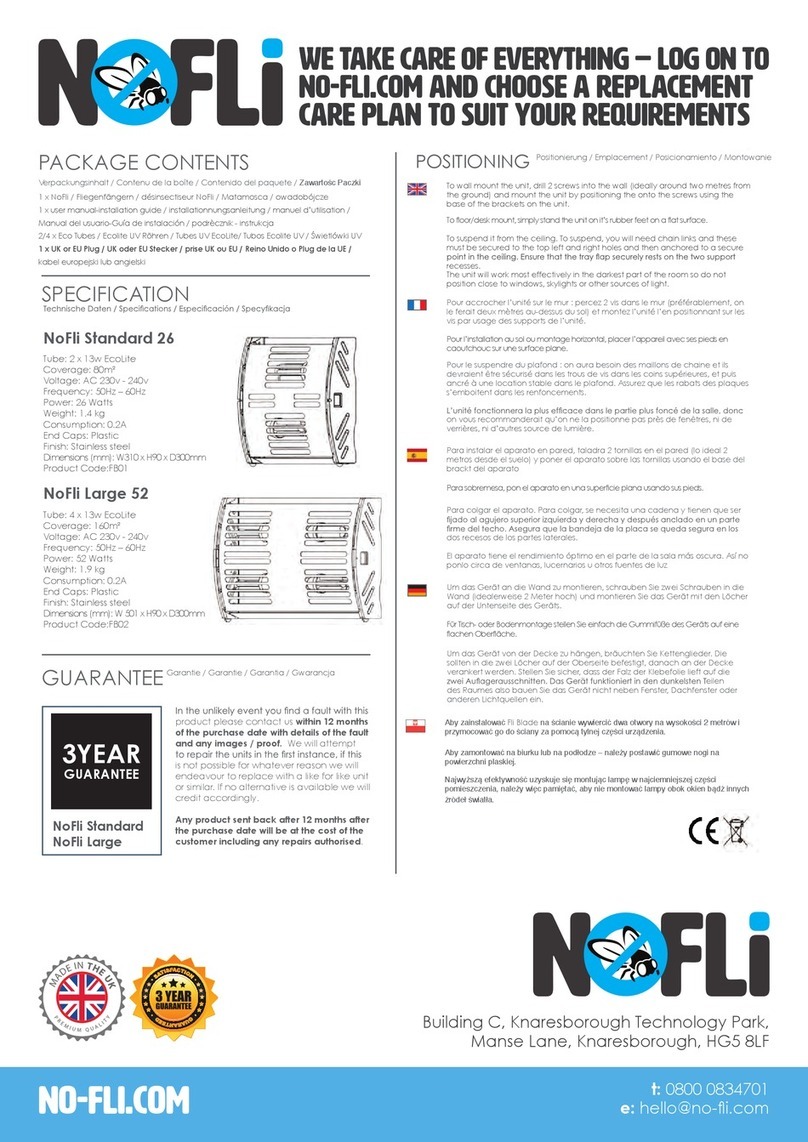 NoFli Standard 26 User manual & installation guide