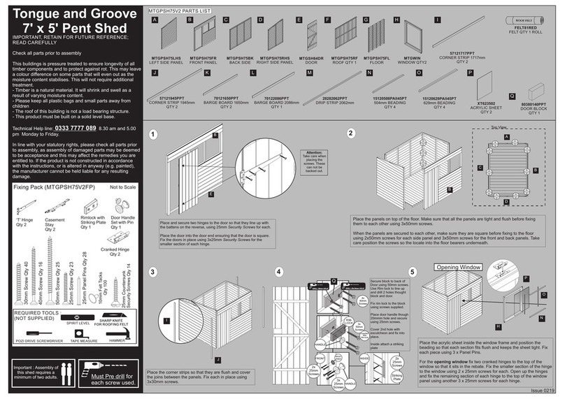 Forest Tongue & Groove Pent Shed User manual
