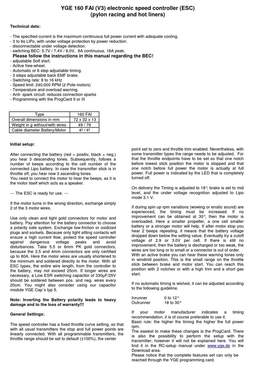 YGE 160 FAI V3 User manual