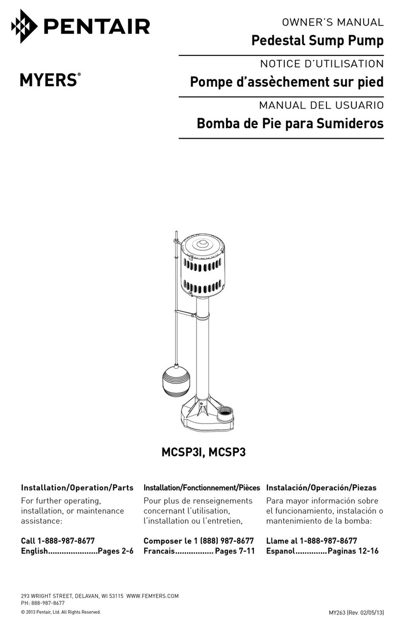 Pentair MYERS MCSP3I User manual