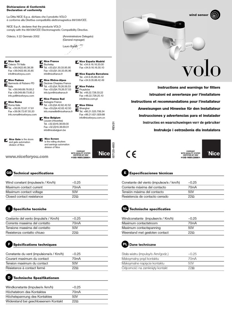 Nice volo Instructions and warnings for fitters
