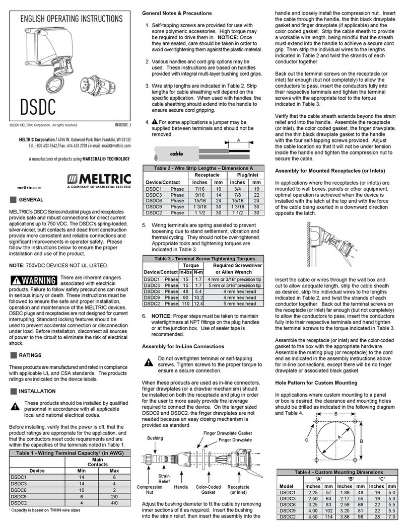 Meltric DSDC Series User manual Meltric DSDC Series User manual