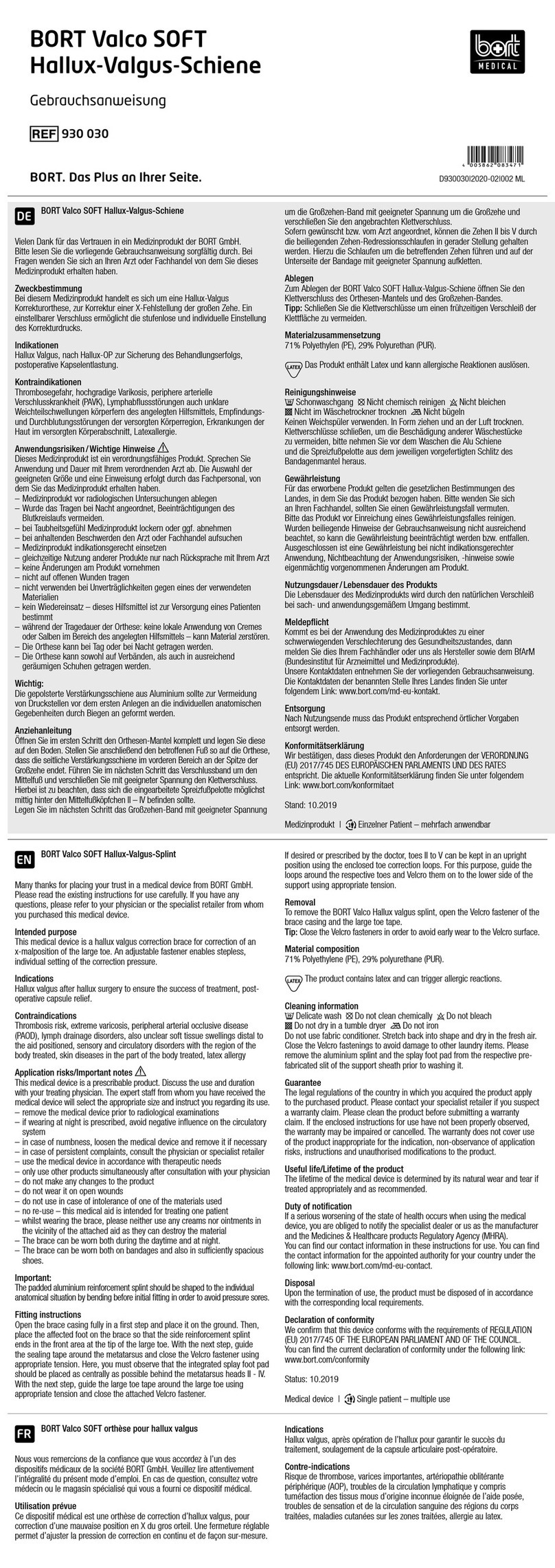 bort medical Valco SOFT quick guide