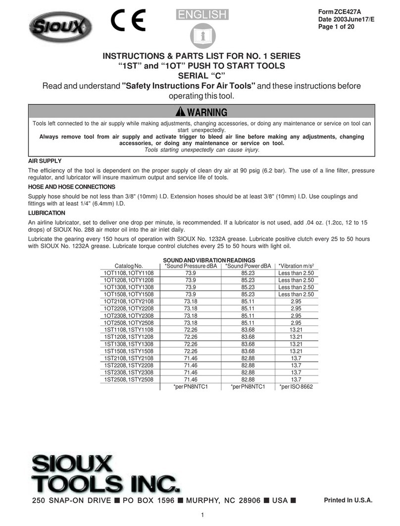Sioux Tools 1 Series Assembly Instructions & Parts List
